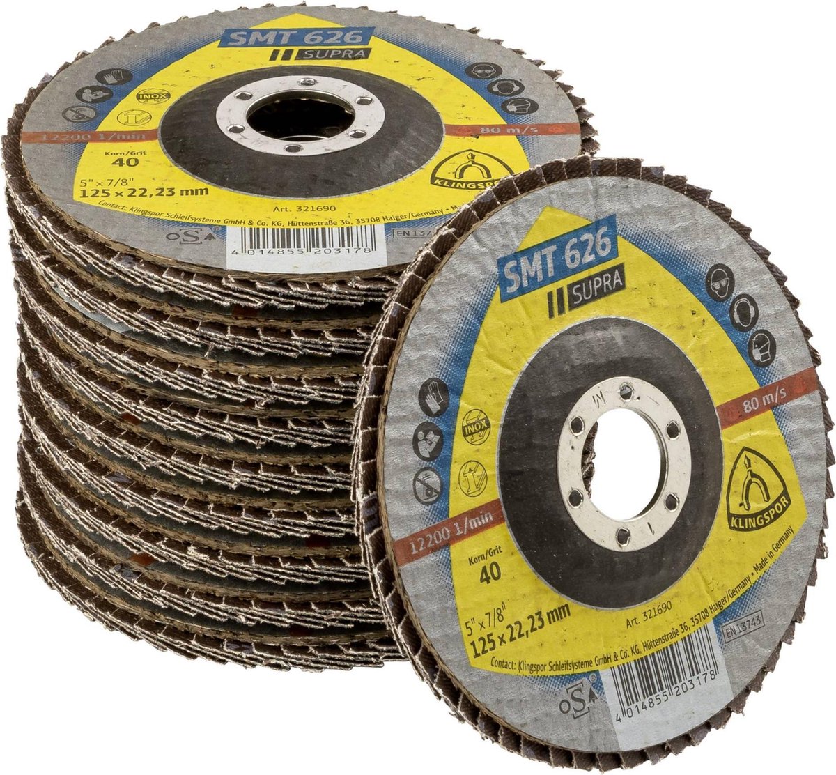 1x10 Klingspor SMT 626 Supra 125 korrel 40 bol 6°