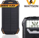 WattSon - Solar Powerbank 26800mah - USB C - Powerbank Zonne Energie - Oranje - Solar Charger - Waterdichte powerbank - Iphone en Samsung - Solar Oplader - Draadloze powerbank