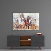Rennende paarden glas schilderij