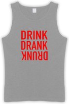 Grijs Tanktop met “ Drink. Drank, Drunk “ print Rood  Size XXXL