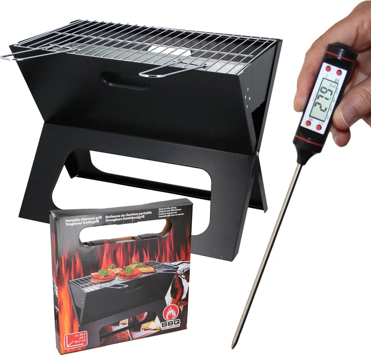 BBQ houtskool Barbecue tafelmodel met bbq thermometer