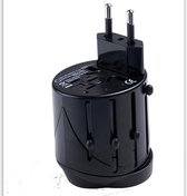 All-in-one Wereldstekker  - Internationale Reis adapter - Stekker Voor UK US USA AU EU Wereld Reizen - Travel Socket Plug Converter - Design Zwart Grijs