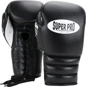 Gants de boxe Super Pro Knock Out Lace Noir / Blanc 18oz