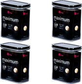 Maximum - Vershoudbakjes set van 4x 1650ml met zwarte dichte deksel - Organizer in verschillende maten - Opbergdozen kunststof stapelbaar - Vershoudbakjes luchtdicht