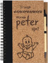 A5 kurk memoboek met pen - iemand vragen als Peter