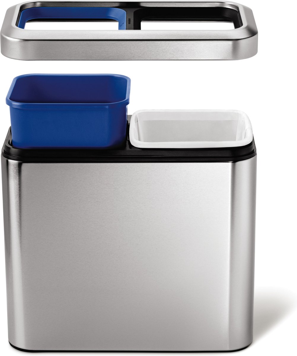 Goedkoopste Simplehuman Rectangular Prullenbak - 10 10l - RVS - Zilver