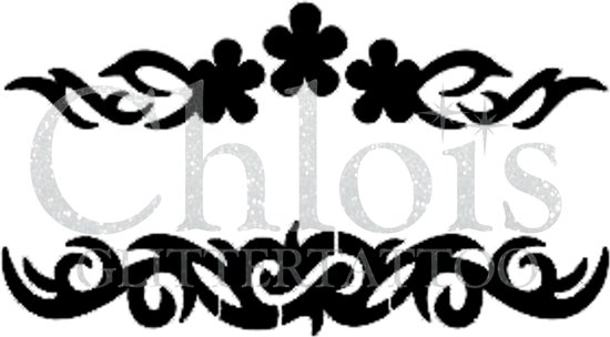 Chloïs Glittertattoo Sjabloon 5 Stuks - Flower Band - Duo Stencil - CH6017 - 5 stuks gelijke zelfklevende sjablonen in verpakking - Geschikt voor 10 Tattoos - Nep Tattoo - Geschikt voor Glitter Tattoo, Inkt Tattoo of Airbrush