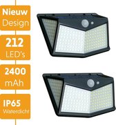 Robi 212 Solar LED met bewegingssensor - 3 Standen - 212 LED's - Tuinverlichting - Wandlamp op zonne-energie