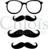 Chloïs Glittertattoo Sjabloon 5 Stuks - Mustache & Glasses - Duo Stencil - CH4032 - 5 stuks gelijke zelfklevende sjablonen in verpakking - Geschikt voor 10 Tattoos - Nep Tattoo - Geschikt voor Glitter Tattoo, Inkt Tattoo of Airbrush