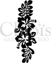 Chloïs Glittertattoo Sjabloon 5 Stuks - Hibiscus Long - CH3037 - 5 stuks gelijke zelfklevende sjablonen in verpakking - Geschikt voor 5 Tattoos - Nep Tattoo - Geschikt voor Glitter