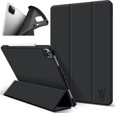 Hoes geschikt voor iPad Pro 2021 12.9 inch - Trifold Book Case Leer Tablet Hoesje Zwart