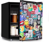 Klarstein Cool Vibe 48+ Barmodel koelkast 48 liter - VividArt concept - stickerbomb manga style - Interne thermostaat met 7 standen - 41 dB