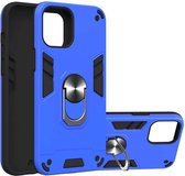 Voor iPhone 12 Pro Max Armor Series PC + TPU beschermhoes met ringhouder (donkerblauw)