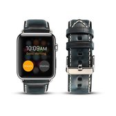 Voor Apple Watch Series 5 & 4 40mm / 3 & 2 & 1 38mm Oil Wax Retro Cowhide Strap Horlogeband (Blauw)