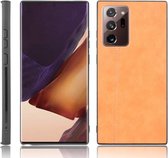 Voor Samsung Galaxy Note20 Ultra schokbestendig naaien koe patroon huid PC + PU + TPU Case (oranje)