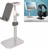 YZ-103 Verbeterde versie In hoogte verstelbare telefoons / tablet-pc's Universele aluminium desktopstandaard Hoofdtelefoonstandaard Displayhanger met kabelclip (zilver)