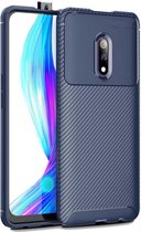 Beetle Series Carbon Fiber Texture Shockproof TPU Case voor OPPO realme X (Blauw)