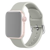 Voor Apple Watch Series 5 en 4 44 mm / 3 en 2 en 1 42 mm effen kleur siliconen vervangende polsband horlogeband met metalen gesp, maat: S (grijs)