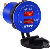 Universele auto QC3.0 dubbele poort USB-lader aluminiumlegering 2-poorts USB-adapter 5V 2.4A IP66 (rood licht)