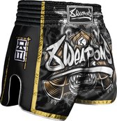 8 Weapons Muay Thai Short Super Mesh Samurai Zwart Goud maat XL