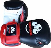 Punch Round Muay Thai Bokshandschoenen Sparring Zwart Rood 16 OZ