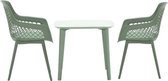 Garden Impressions 2x Aprilia armstoel + Celano tafel 85x85xH75 mossgreen