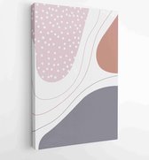 Earth tone background foliage line art drawing with abstract shape and watercolor 3 - Moderne schilderijen – Vertical – 1921715390 - 40-30 Vertical