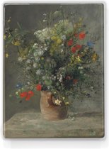 Schilderij - Bloemen in een vaas - Pierre Auguste Renoir - 19,5 x 26 cm - Niet van echt te onderscheiden handgelakt schilderijtje op hout - Mooier dan een print op canvas.