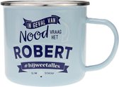 Mok - Top vent - Robert - Geëmailleerd - Gevuld met een verpakte toffeemix - In cadeauverpakking