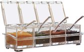 Zeer duidelijke transparante kruidendoos,Set van 4 transparante kruiden opslagcontainer met lepel,een goede helper voor stevige en duurzame keuken koken