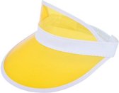 PVC retro zonneklep met elastiek achter kleur geel maat one size