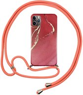 FONU Marmer Backcase Hoesje Met Koord iPhone 11 Pro Max - Rood