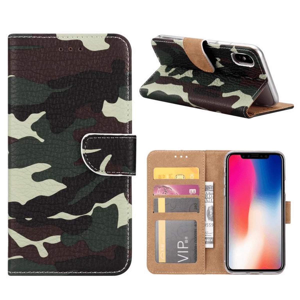 FONU Boekmodel Hoesje Camoprint iPhone XS / X