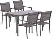 Garden Impressions 4x Moon dining fauteuil + Atlantis tafel 150x90 grijs