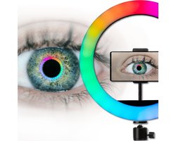 Ringlamp kleuren + wit - Ringlight - Selfie Ring light - TikTok lamp - 26cm