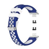 Voor Huawei Watch Fit 18mm Sluiting Stijl Siliconen Tweekleurige vervangende band Horlogeband (blauw + wit)