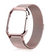 Milanese Loop magnetische roestvrijstalen horlogeband met frame voor Apple Watch Series 5 & 4 44 mm (roségoud)