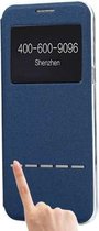 Voor Galaxy S8 Business Style Frosted Texture Horizontale Flip Leather Case met Call Display ID & Slide Unlock Slip & Holder (Dark Blue)