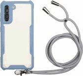 Voor Samsung Galaxy S21 + 5G acryl + kleur TPU schokbestendig hoesje met nekkoord (melkgrijs)