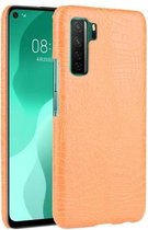 Voor Huawei P40 LITE 5G / Nova 7 SE schokbestendige krokodiltextuur PC + PU-hoes (oranje)