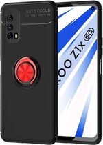 Voor VIVO IQOO Z1X metalen ringhouder 360 graden roterende TPU-hoes (zwart + rood)