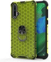 Voor Huawei Nova 5T schokbestendige honingraat PC + TPU ringhouder beschermhoes (groen)