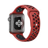 Voor Apple Watch Series 6 & SE & 5 & 4 44mm / 3 & 2 & 1 42mm Sport Siliconen Horlogeband Standaard Editie (Rood Zwart)