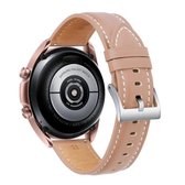 Voor Samsung Galaxy Watch3 41 mm lederen zilveren gesp vervangende band horlogeband (roze)