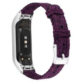 Voor Samsung Galaxy Fit E roestvrijstalen canvas riem, maat: S (zwart paars)