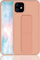 Voor iPhone 11 schokbestendige pc + TPU beschermhoes met polsband en houder (rosÃ©goud)