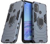 Voor OPPO A53 schokbestendige pc + TPU beschermhoes met magnetische ringhouder (marineblauw)