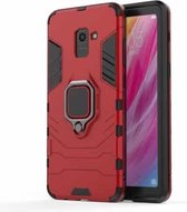 PC + TPU schokbestendige beschermhoes met magnetische ringhouder voor Galaxy A8 (2018) (rood)