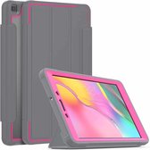 Voor Samsung Galaxy Tab A 8.0 (2019) T290 / T295 Acryl + TPU Horizontale Flip Smart Leather Case met Drie-vouwbare houder & Pen Slot & Wake-up / Slaapfunctie (Rose Red + Grey)