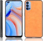 Voor Oppo Reno4 Schokbestendig Naaien Koe Patroon Huid PC + PU + TPU Case (Oranje)